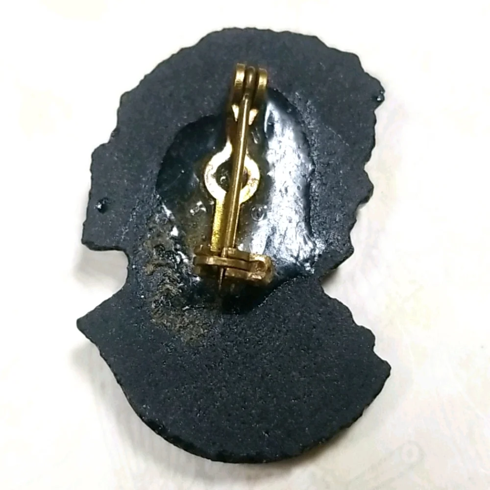 Vintage Mid Century Carved Black Victorian Lady Cameo Brooch